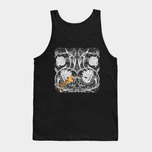 William Morris floral pattern with Tiger Achromatic Tank Top